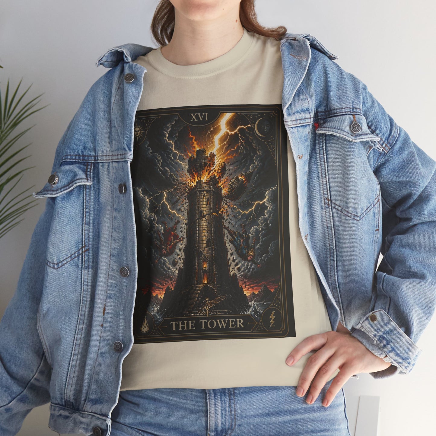 Tarot The Tower T-Shirt — Gothic Lightning Tarot Card Tee