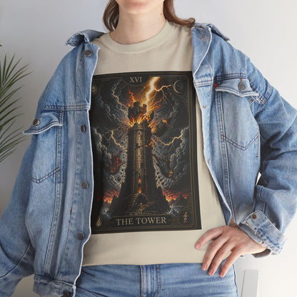 Tarot The Tower T-Shirt — Gothic Lightning Tarot Card Tee