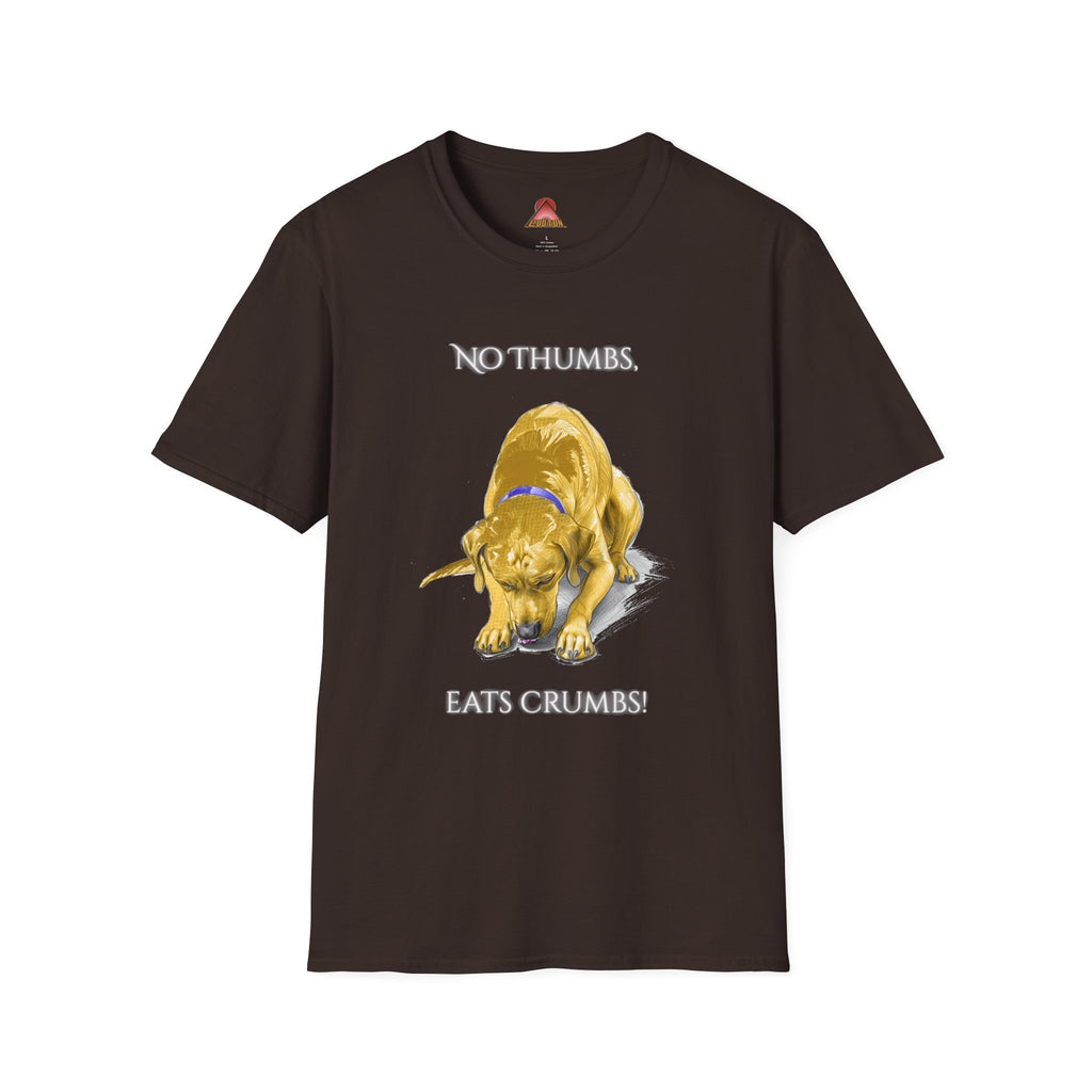 No Thumbs Eats Crumbs dog illustration T-Shirt | funny Labrador design