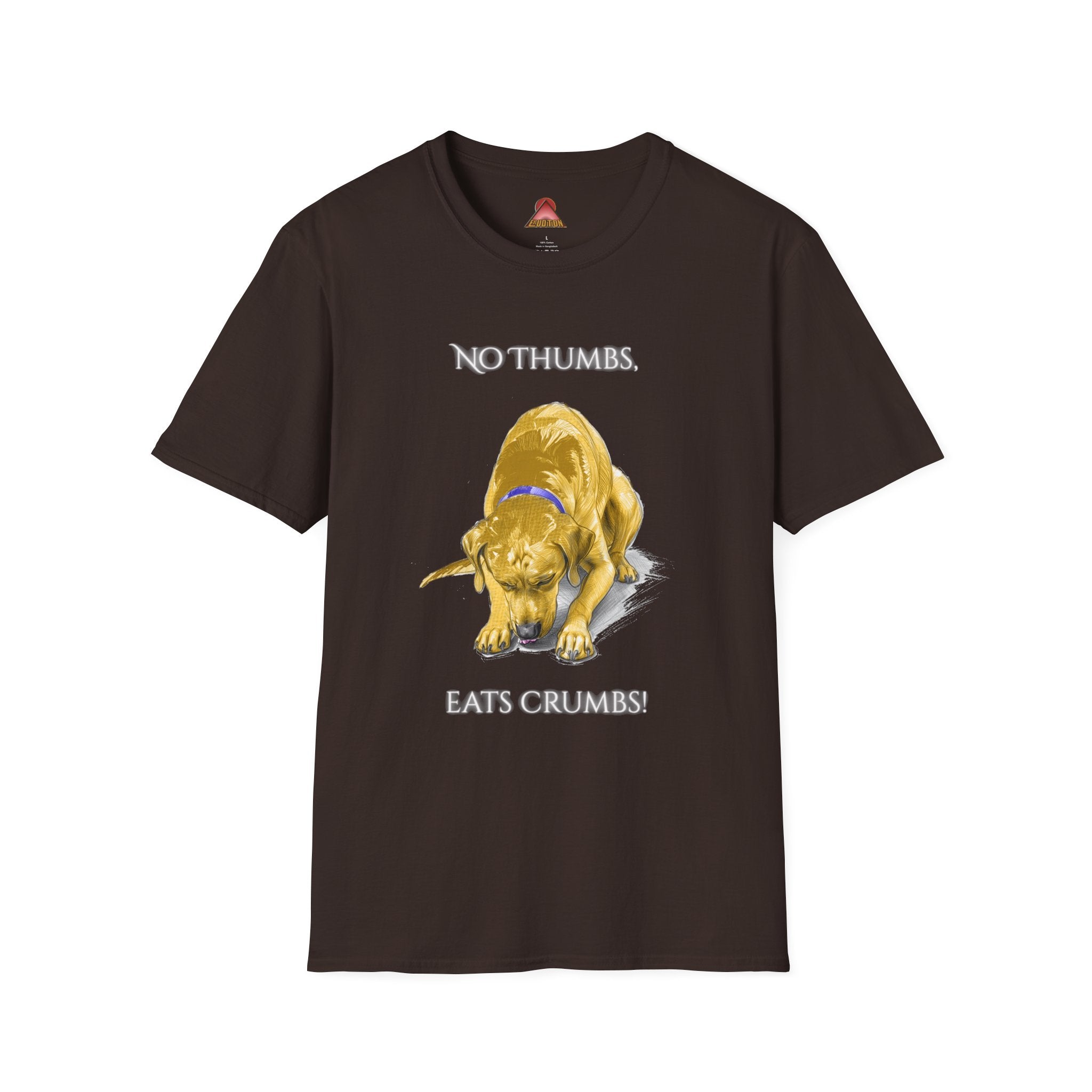 No Thumbs Eats Crumbs dog illustration T-Shirt | funny Labrador design