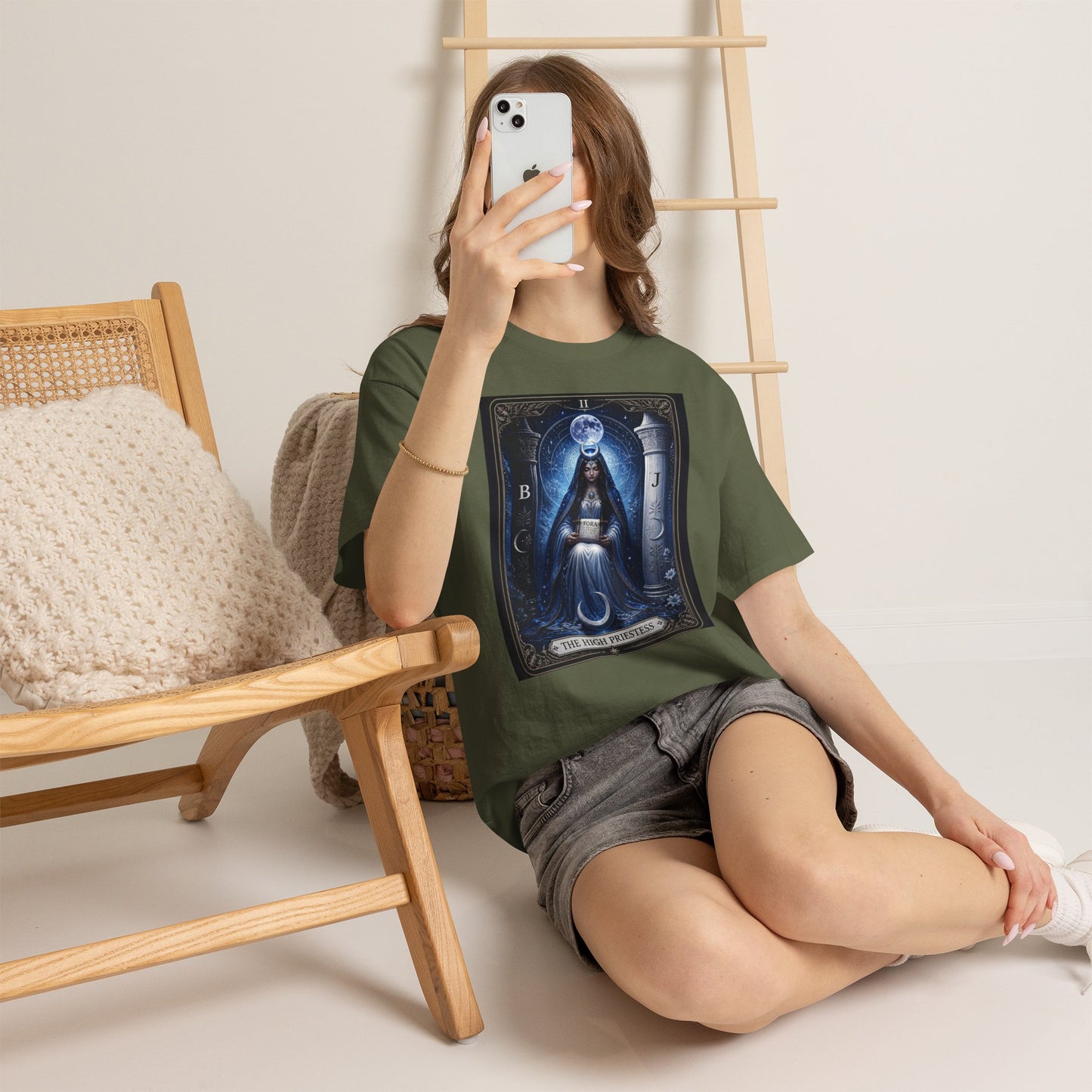 The High Priestess Tarot T-Shirt — Mystical Moon Spiritual Tee