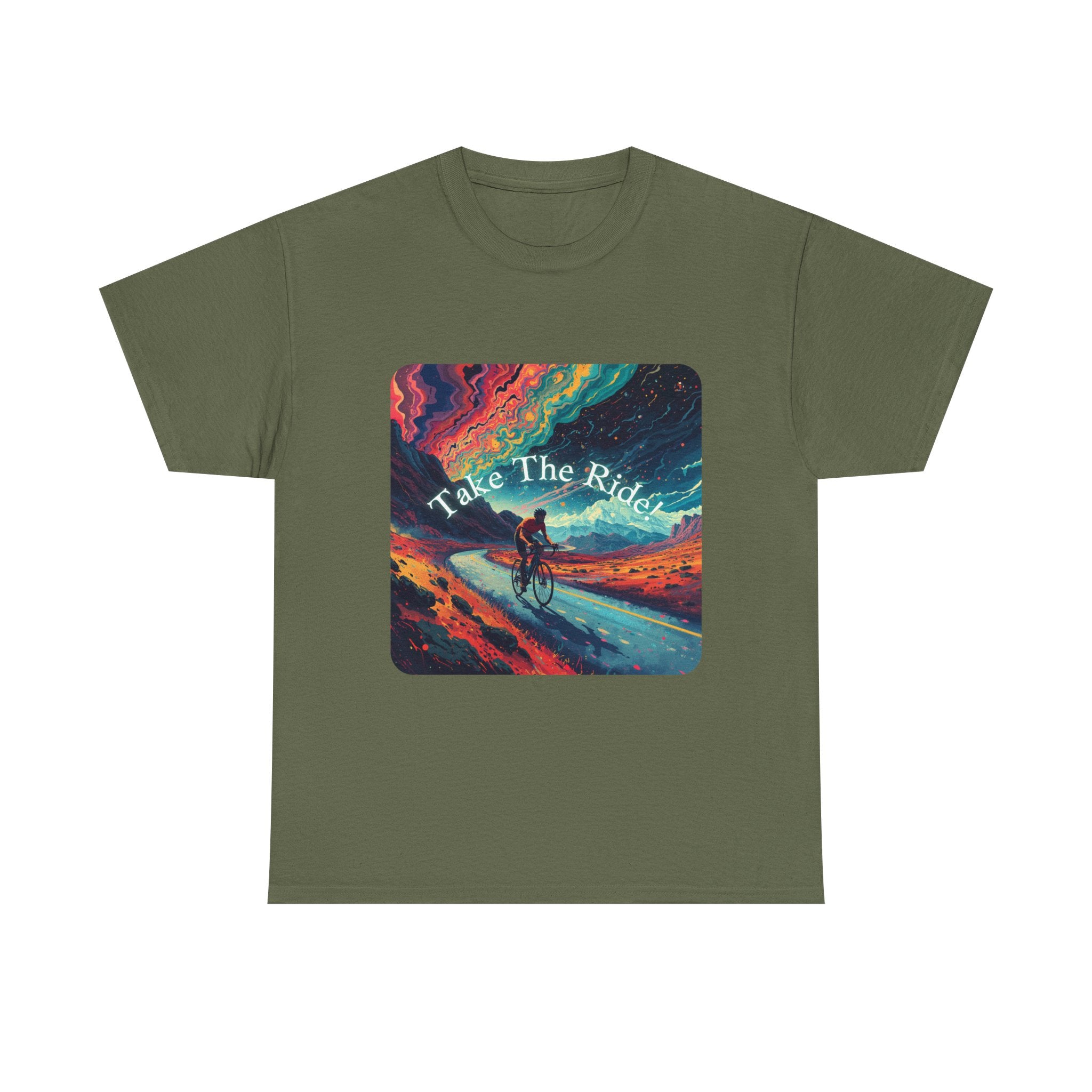 Take The Ride bicycle sunset design Tee | cycling shirt, adventure graphic