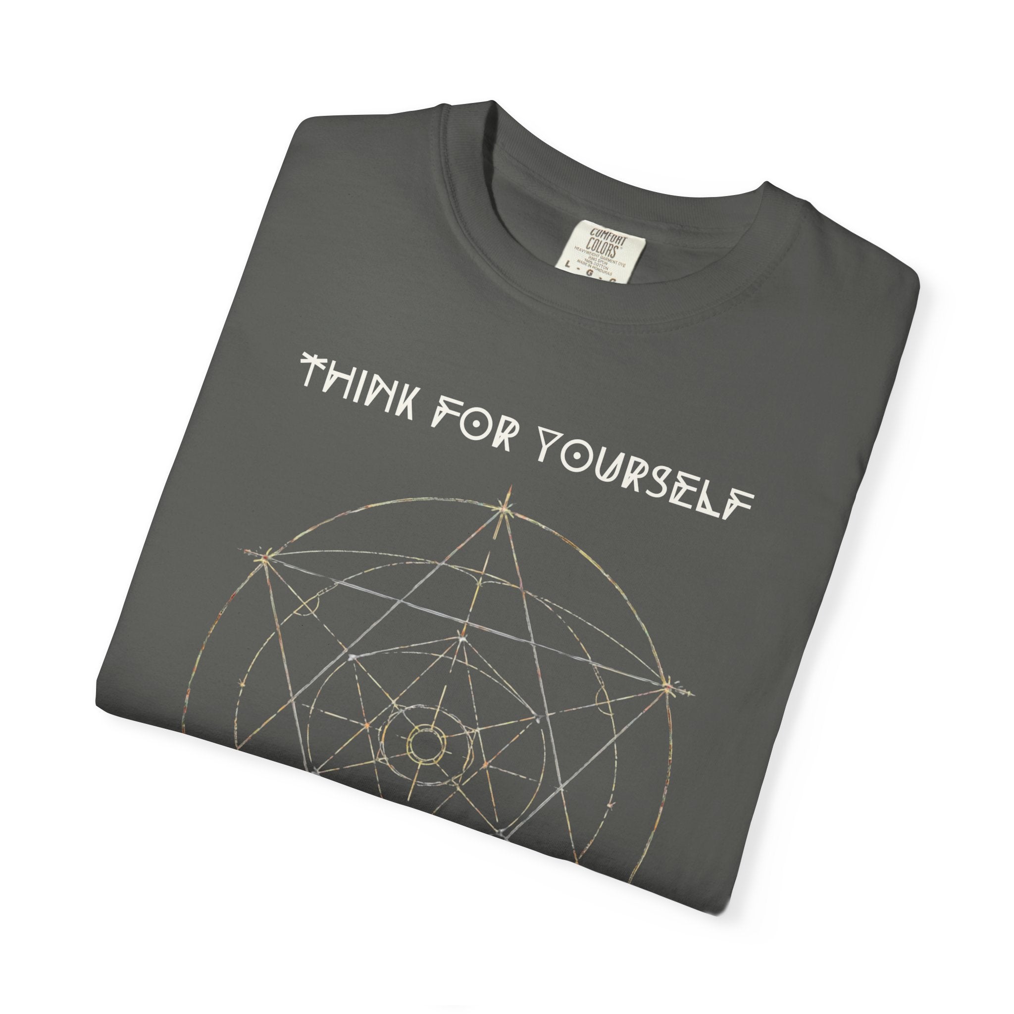 Think For Yourself geometric sacred geometry design T-Shirt | Question Authority