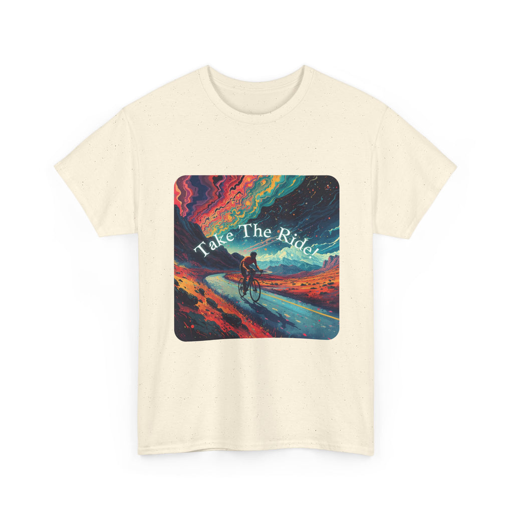 Take The Ride bicycle sunset design Tee | cycling shirt, adventure graphic