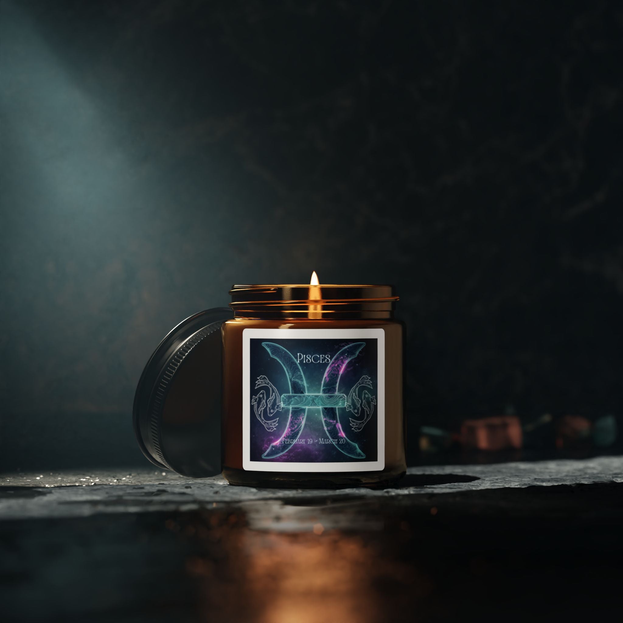 Pisces Zodiac Soy Candle — Amber Jar Scented Candle