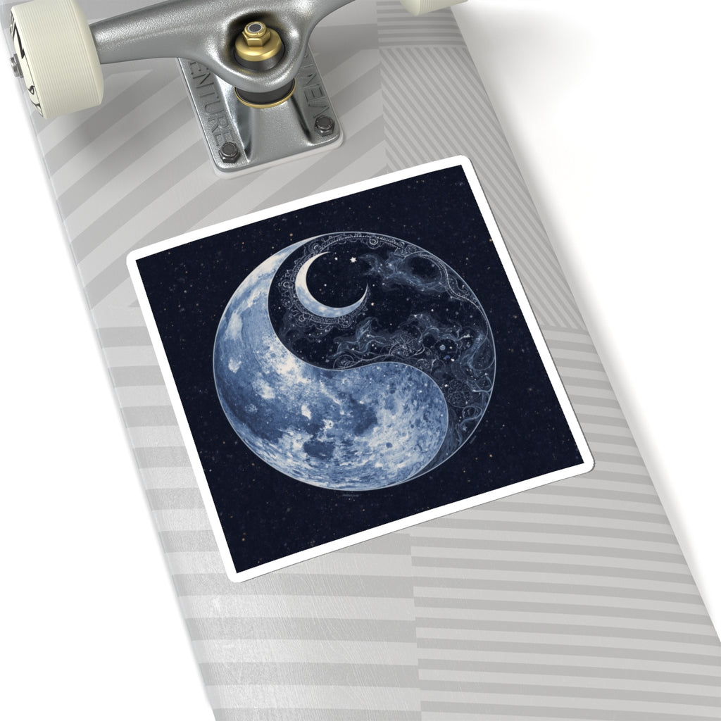 Moon Yin Yang Sticker — Celestial Lunar Art Kiss-Cut Decal