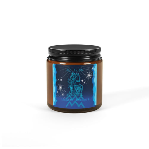 Aquarius Soy Candle — Amber Jar Zodiac Scented Candle