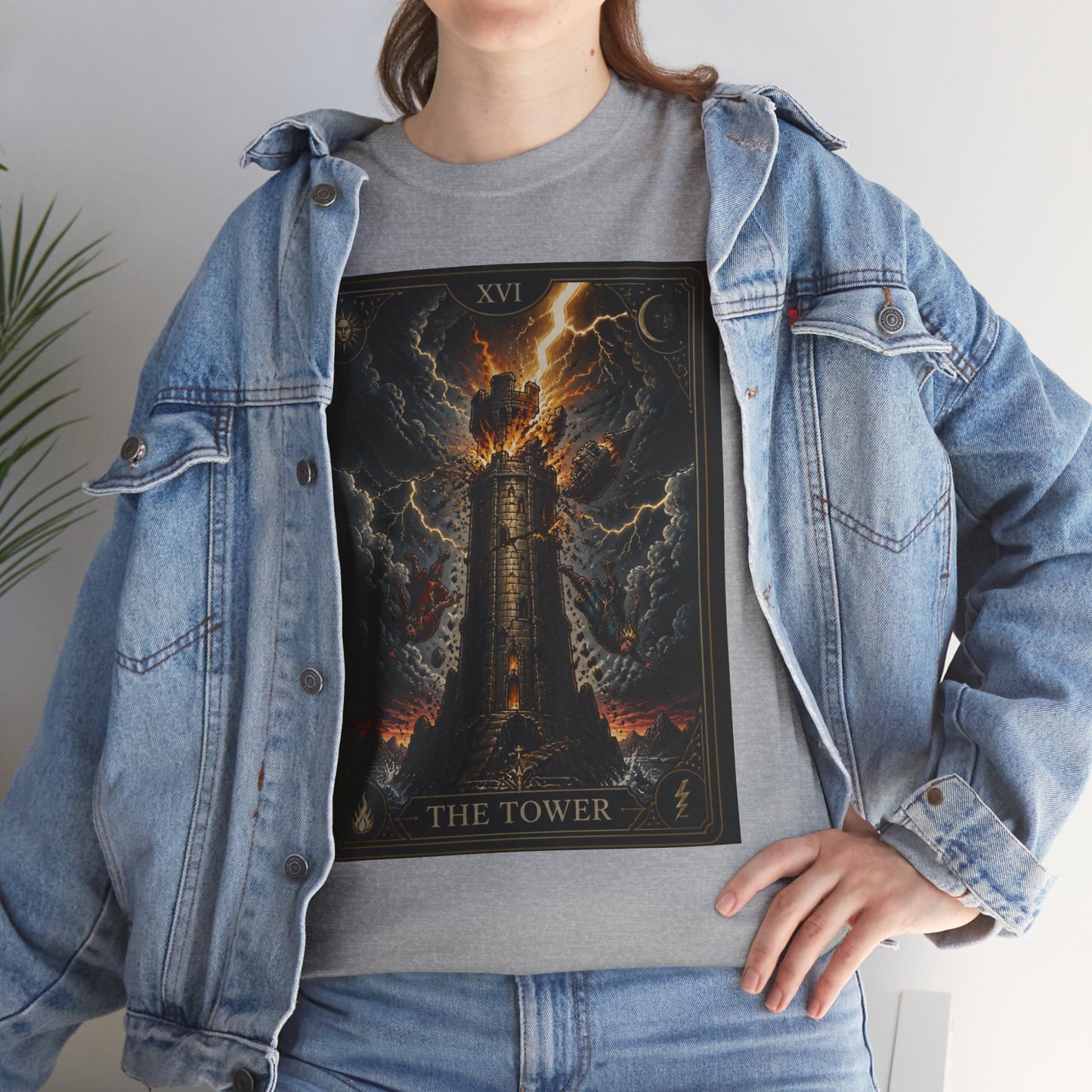Tarot The Tower T-Shirt — Gothic Lightning Tarot Card Tee