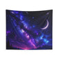 Galaxy Night Sky Tapestry — Crescent Moon & Milky Way Wall Art