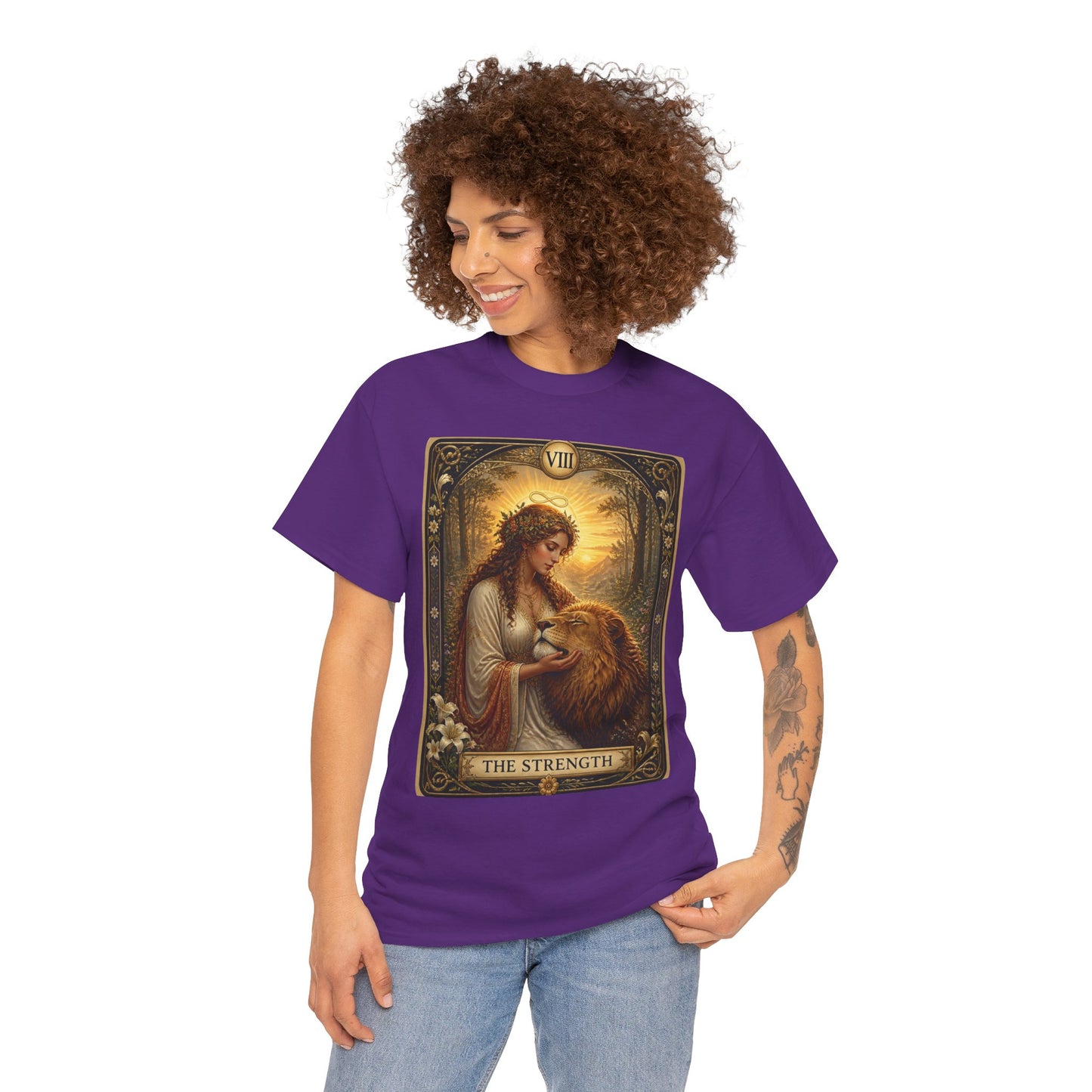 Tarot 'The Strength' T-Shirt — Mystical Lion Woman Card Tee
