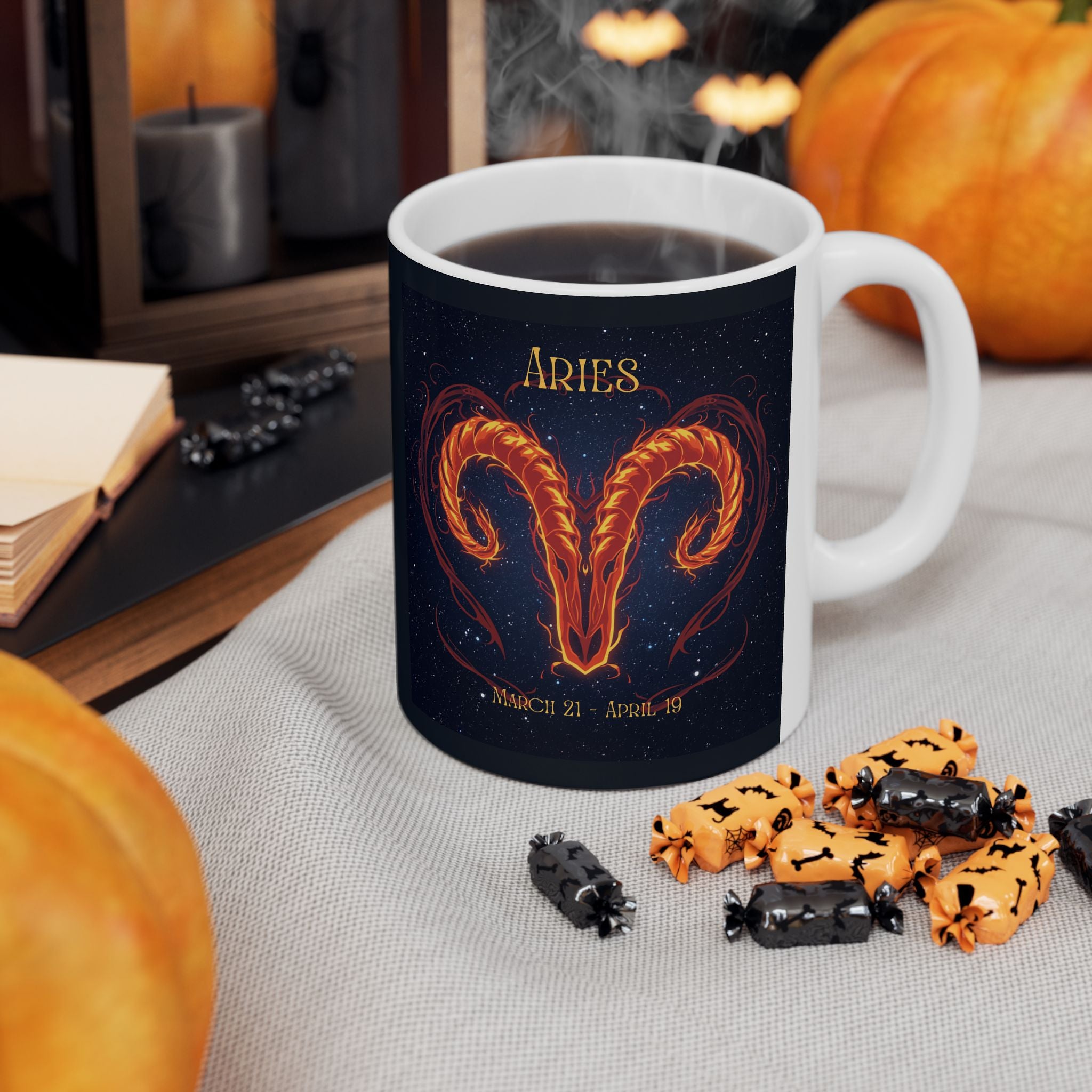 Aries Zodiac Mug — Aries Constellation Ceramic Coffee Cup (11oz, 15oz)