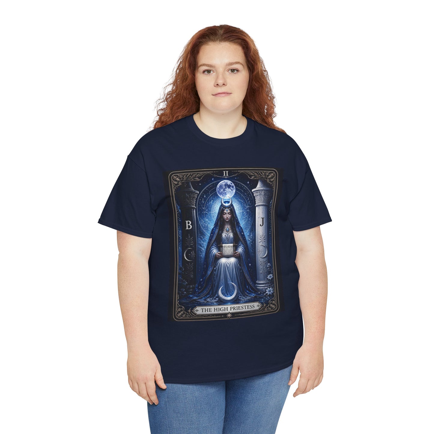 The High Priestess Tarot T-Shirt — Mystical Moon Spiritual Tee