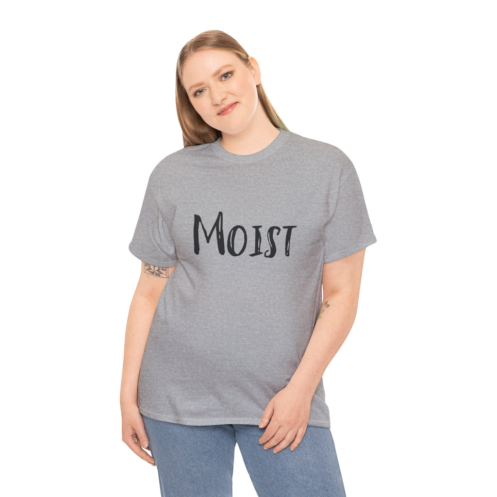 Moist Graphic Tee — Bold Retro Text Shirt