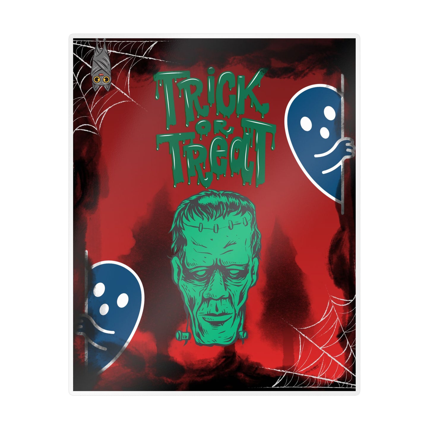 Halloween Trick or Treat Vinyl Decal – Frankenstein & Ghosts Kiss-Cut Sticker