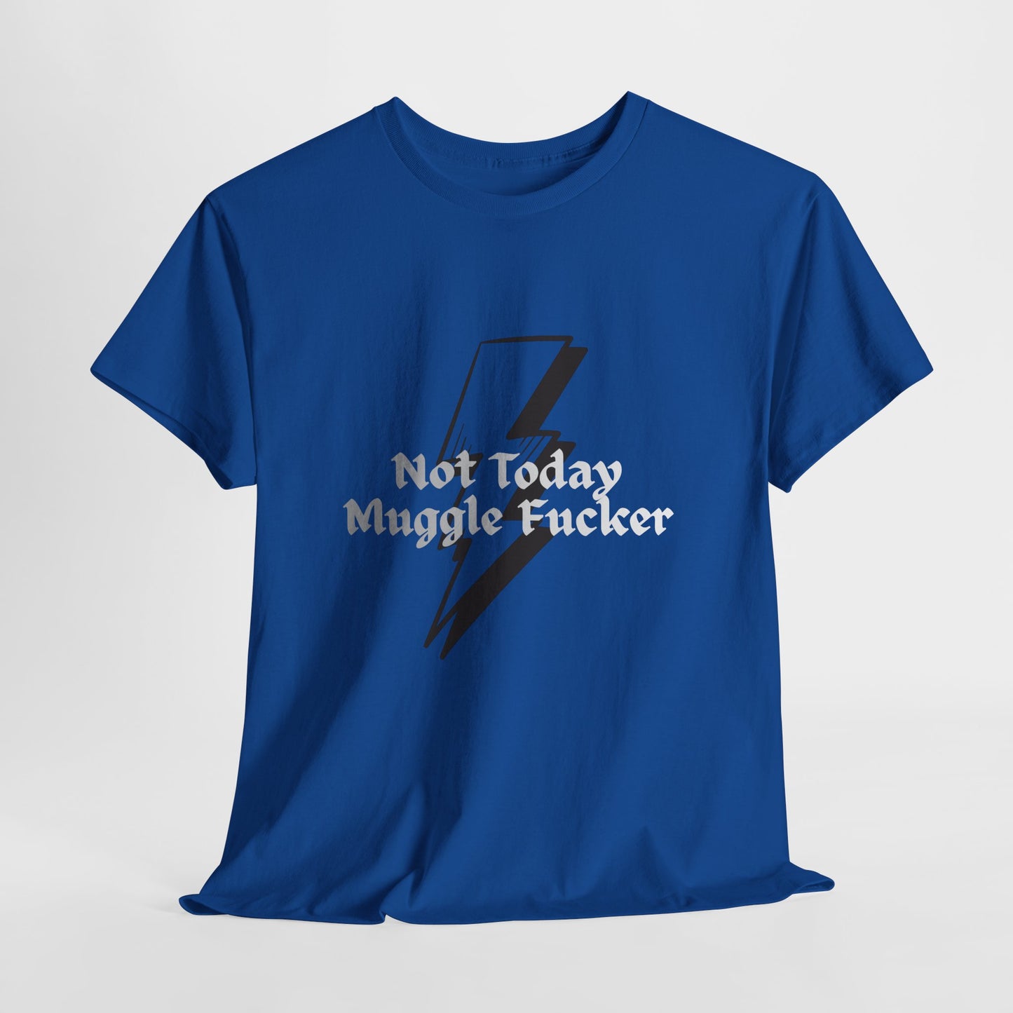 Lightning Bolt Graphic Tee – "Not Today Muggle" Minimalist Fan T‑Shirt