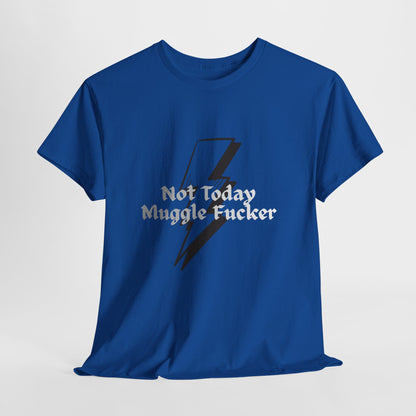 Lightning Bolt Graphic Tee – "Not Today Muggle" Minimalist Fan T‑Shirt