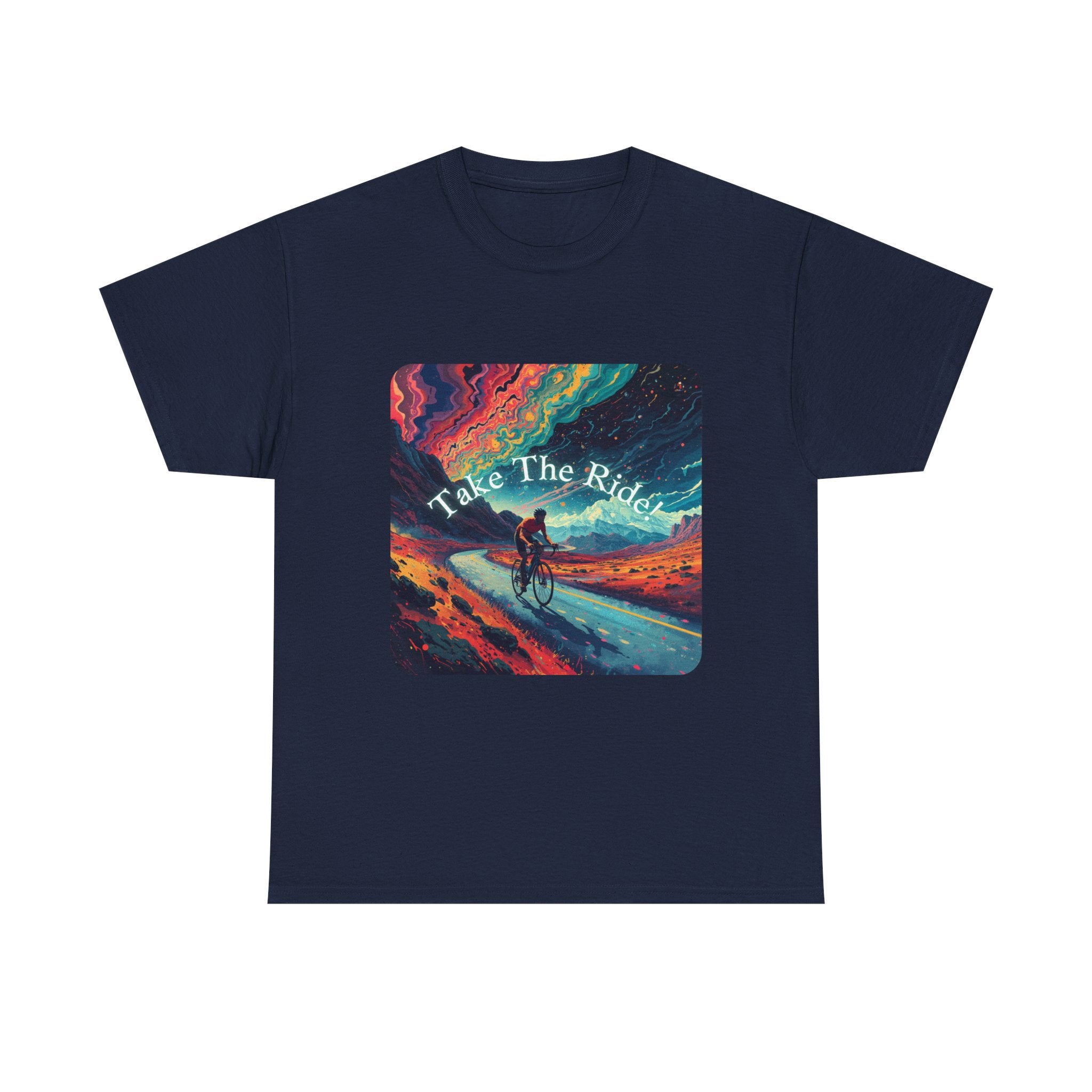 Take The Ride bicycle sunset design Tee | cycling shirt, adventure graphic