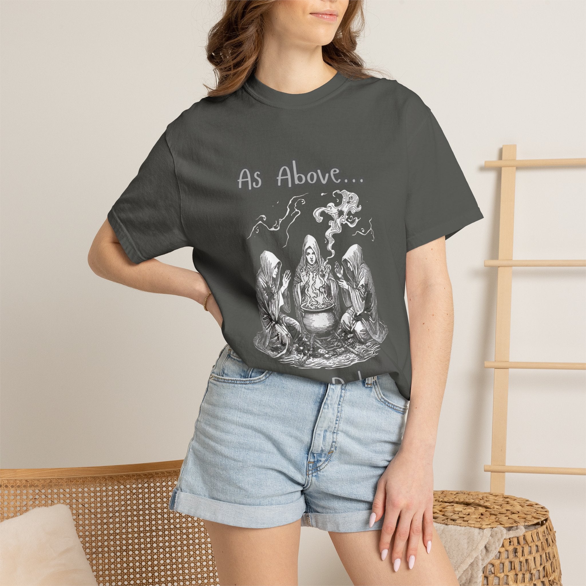 As Above So Below Ritual Scene T-Shirt | Occult Witchcraft Illustration