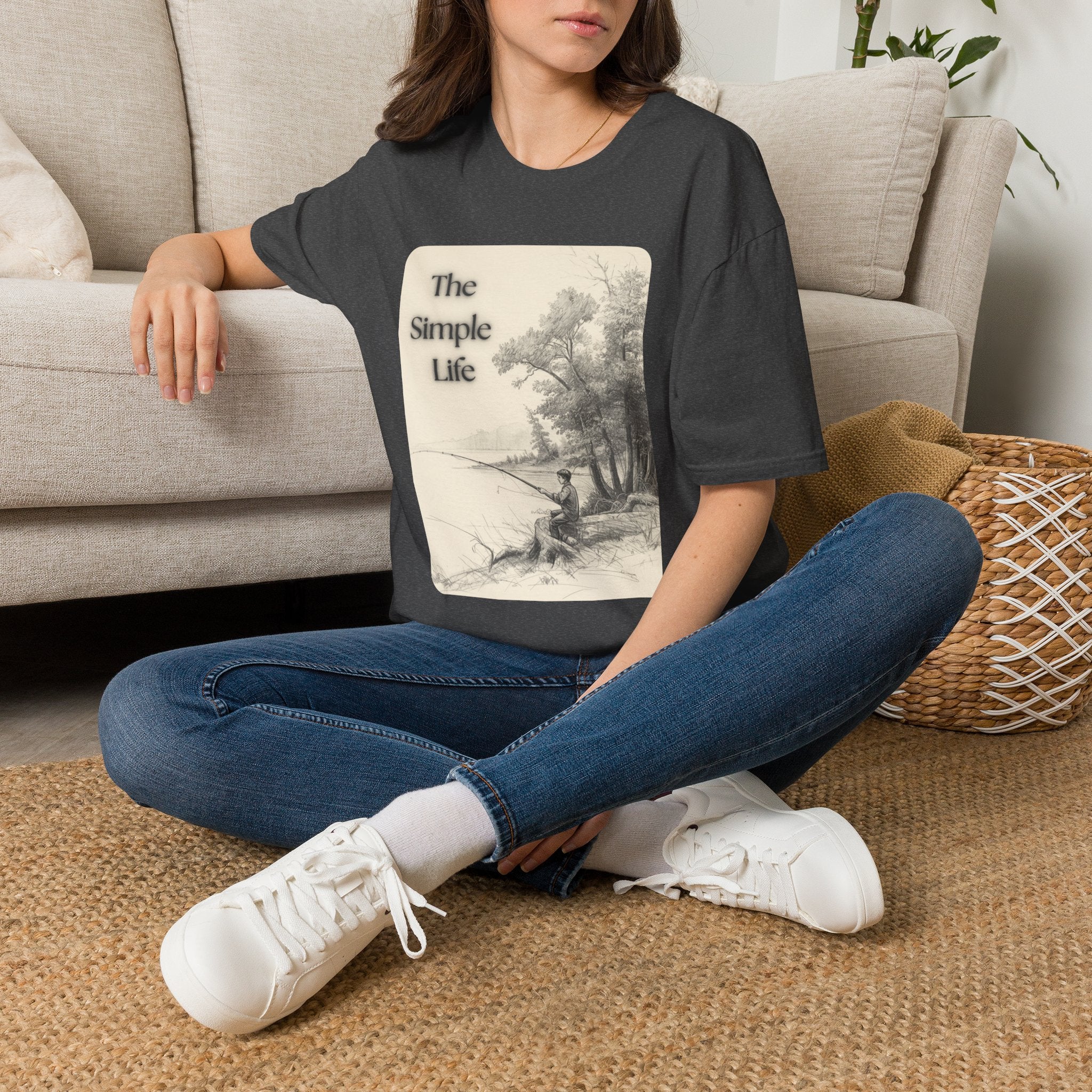 The Simple Life T-Shirt | Vintage Lake Fishing Scene, Retro Nature Illustration