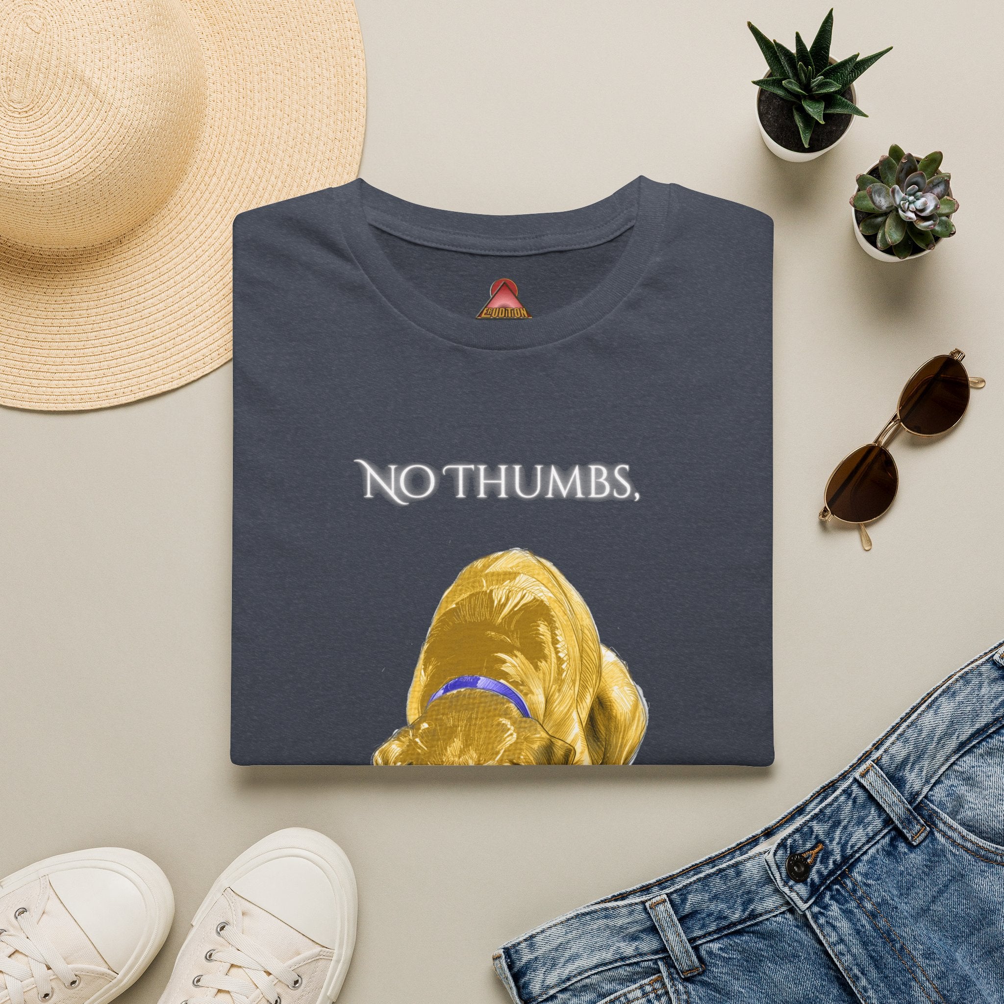 No Thumbs Eats Crumbs dog illustration T-Shirt | funny Labrador design