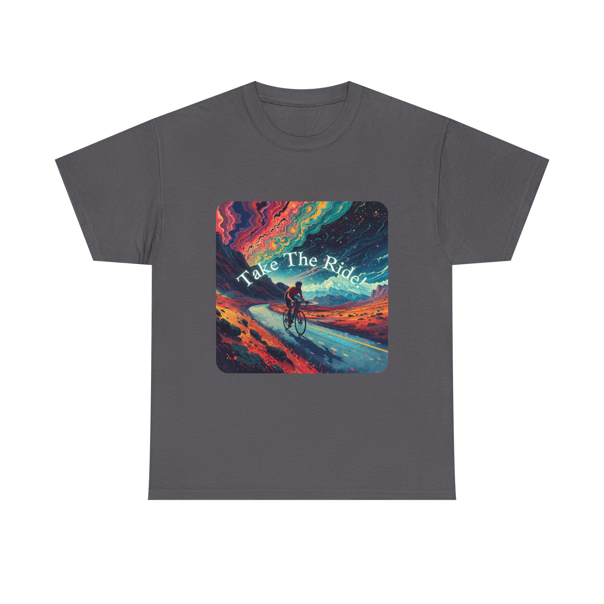 Take The Ride bicycle sunset design Tee | cycling shirt, adventure graphic