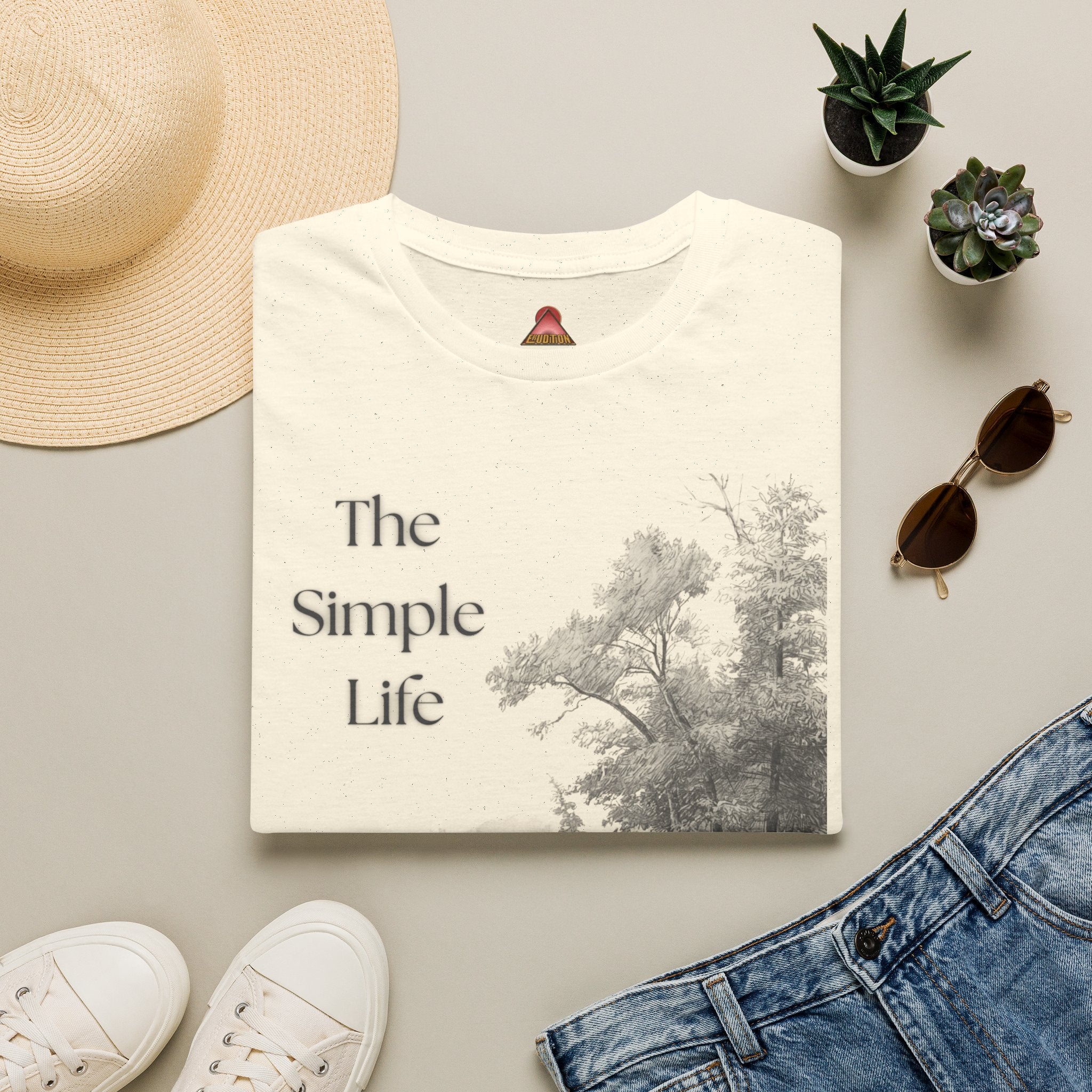 The Simple Life T-Shirt | Rustic Lakeside Landscape, Calm Nature Design