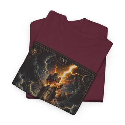 Tarot The Tower T-Shirt — Gothic Lightning Tarot Card Tee