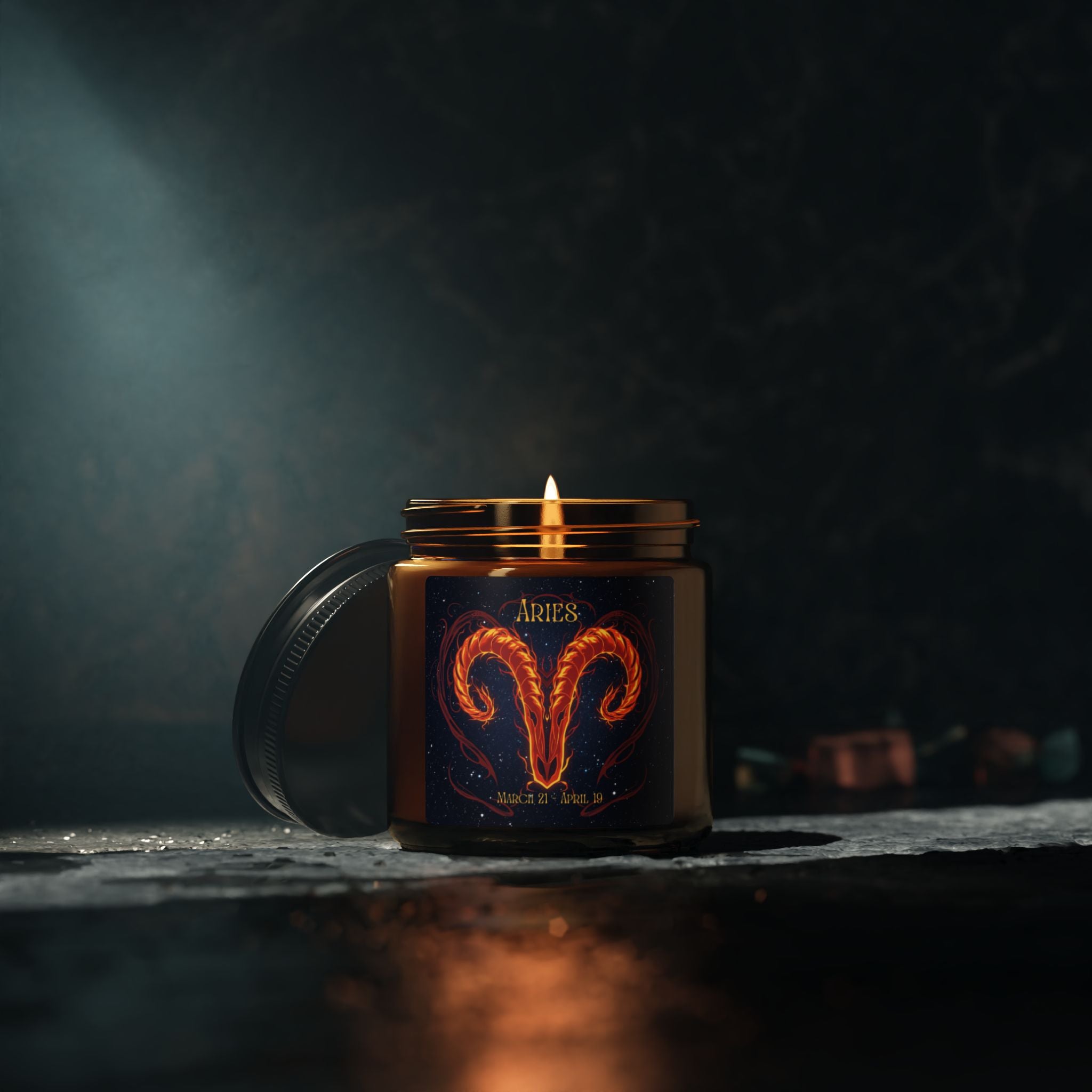 Aries Zodiac Soy Candle — Amber Jar Scented Candle (Multi-Size)