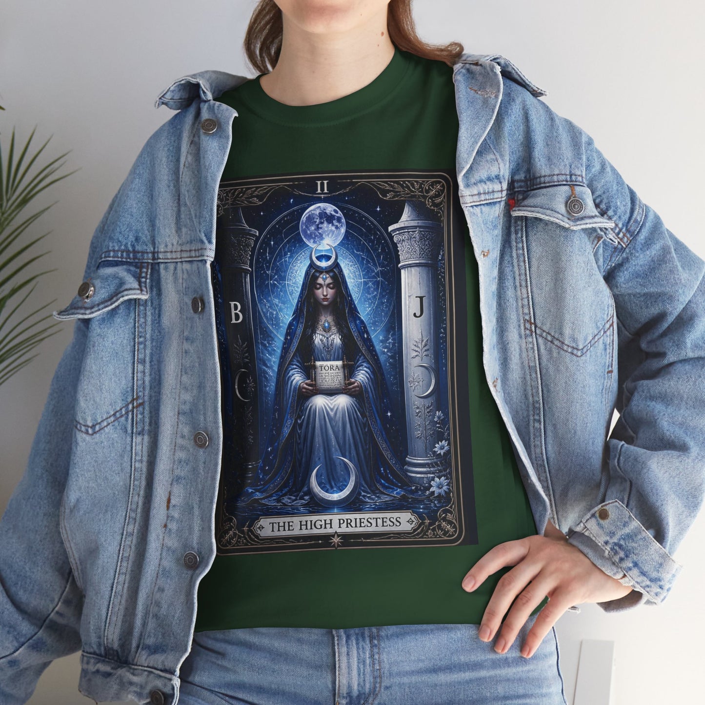 The High Priestess Tarot T-Shirt — Mystical Moon Spiritual Tee