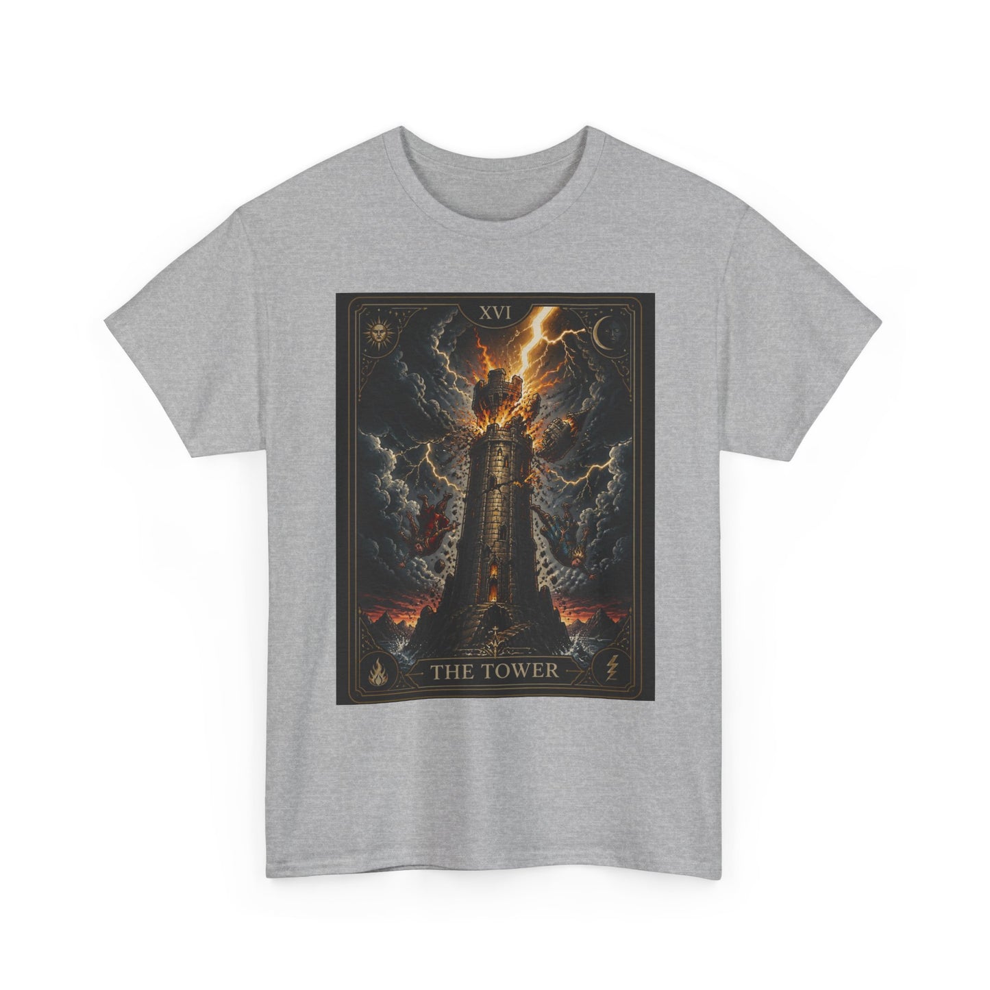Tarot The Tower T-Shirt — Gothic Lightning Tarot Card Tee