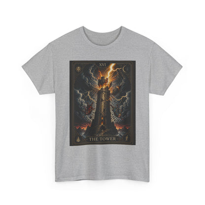 Tarot The Tower T-Shirt — Gothic Lightning Tarot Card Tee
