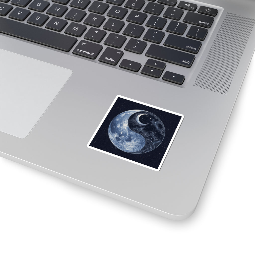 Moon Yin Yang Sticker — Celestial Lunar Art Kiss-Cut Decal