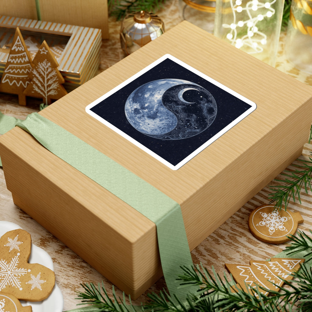 Moon Yin Yang Sticker — Celestial Lunar Art Kiss-Cut Decal