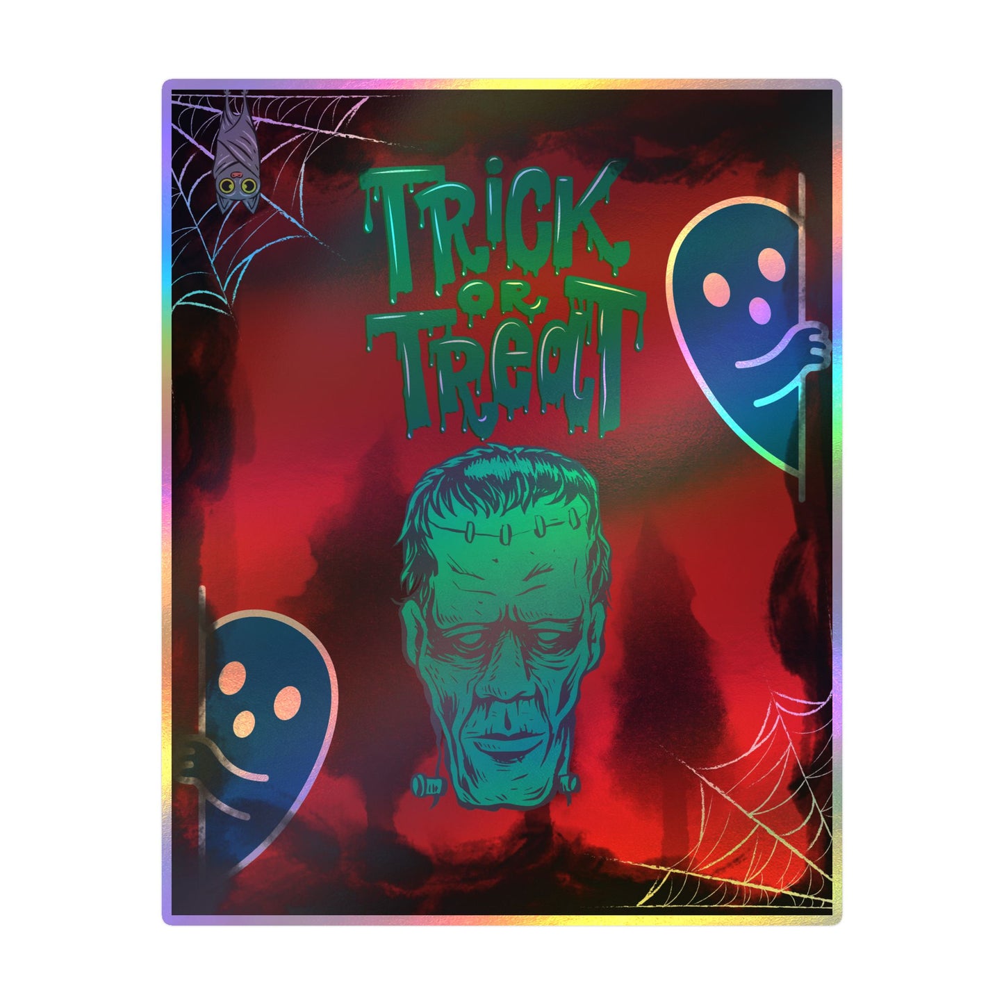 Halloween Trick or Treat Vinyl Decal – Frankenstein & Ghosts Kiss-Cut Sticker
