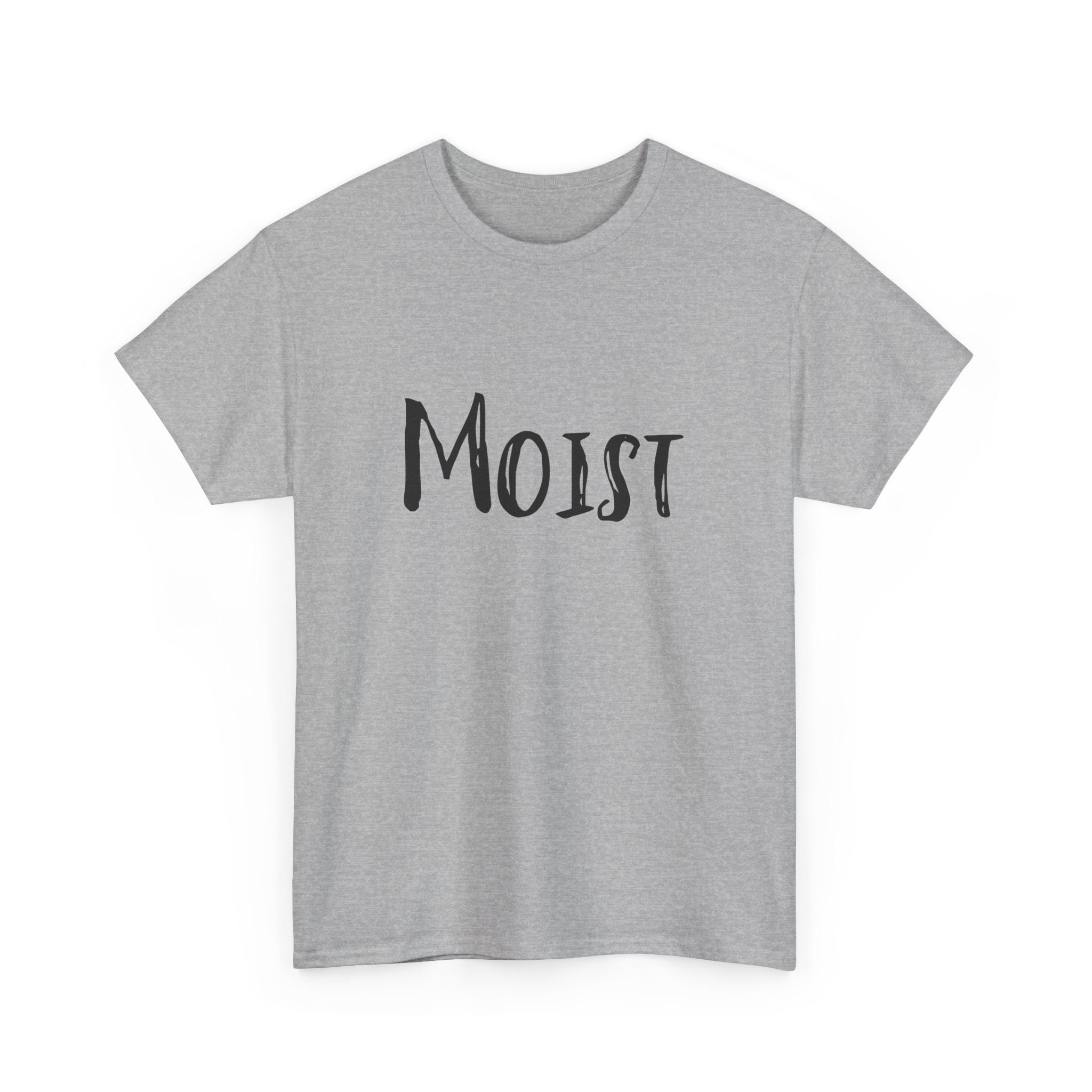 Moist Graphic Tee — Bold Retro Text Shirt