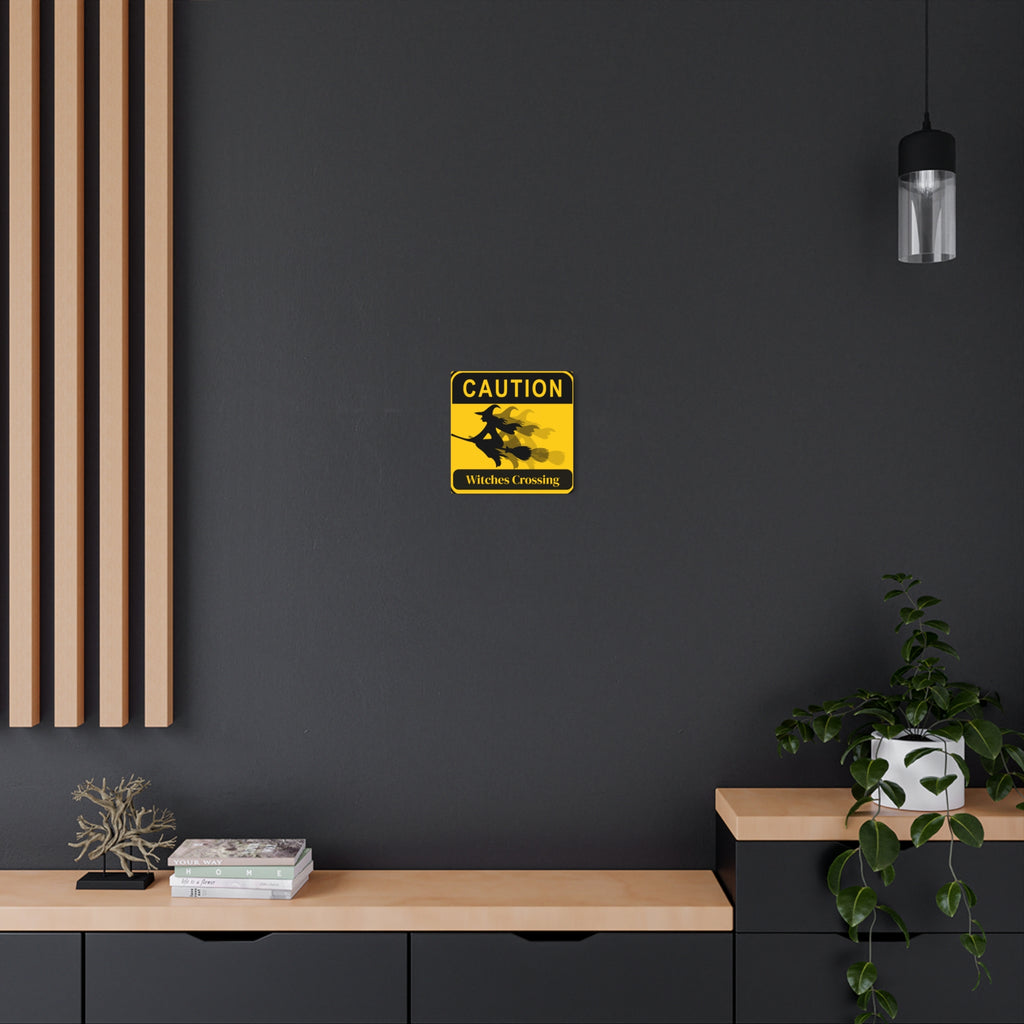 Metal Sign - Caution: Witches Crossing Halloween Decor