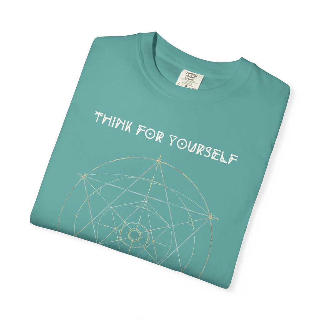 Think For Yourself geometric sacred geometry design T-Shirt | Question Authority