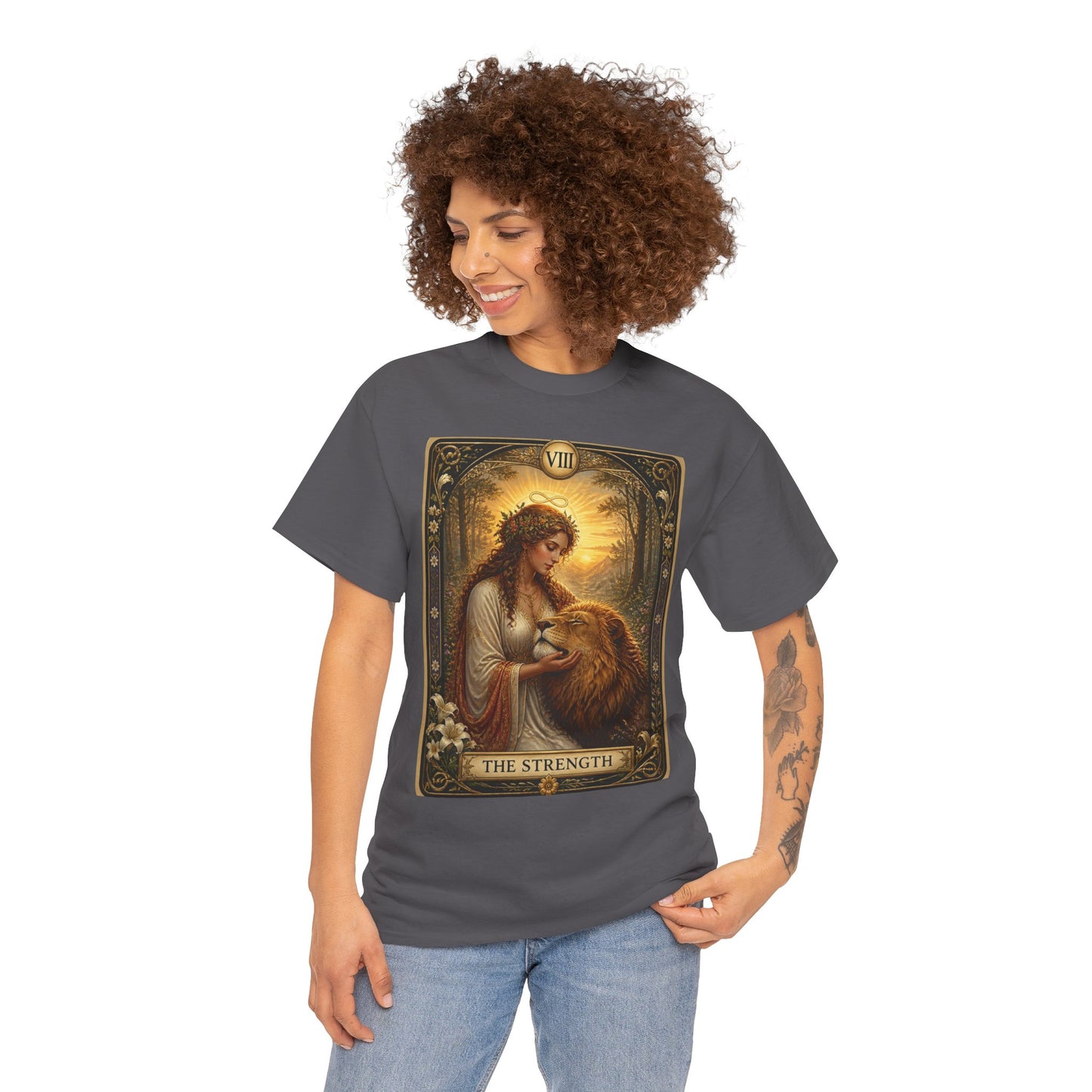 Tarot 'The Strength' T-Shirt — Mystical Lion Woman Card Tee