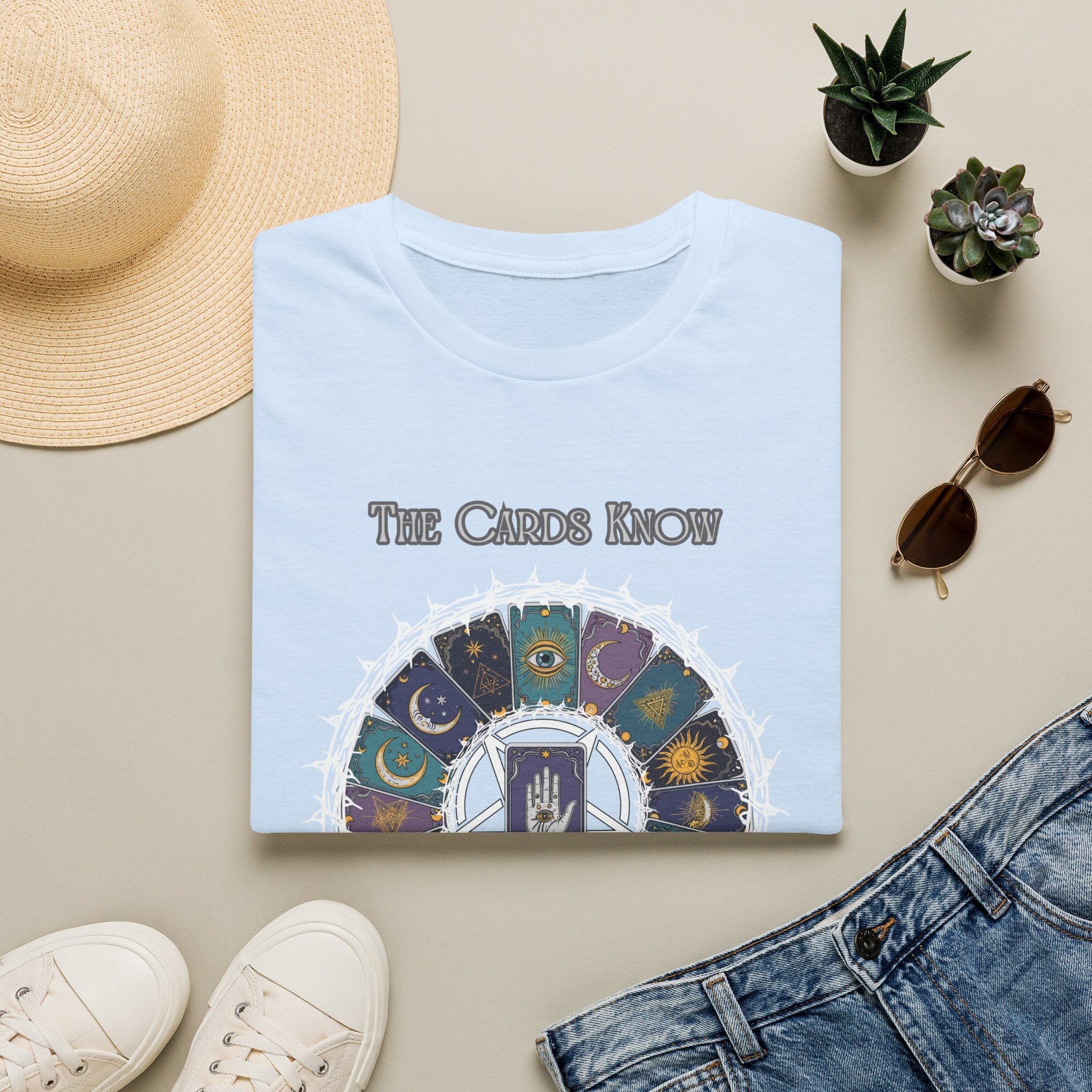 Tarot T-Shirt — "The Cards Know" Mystic Tarot Deck Circle Tee