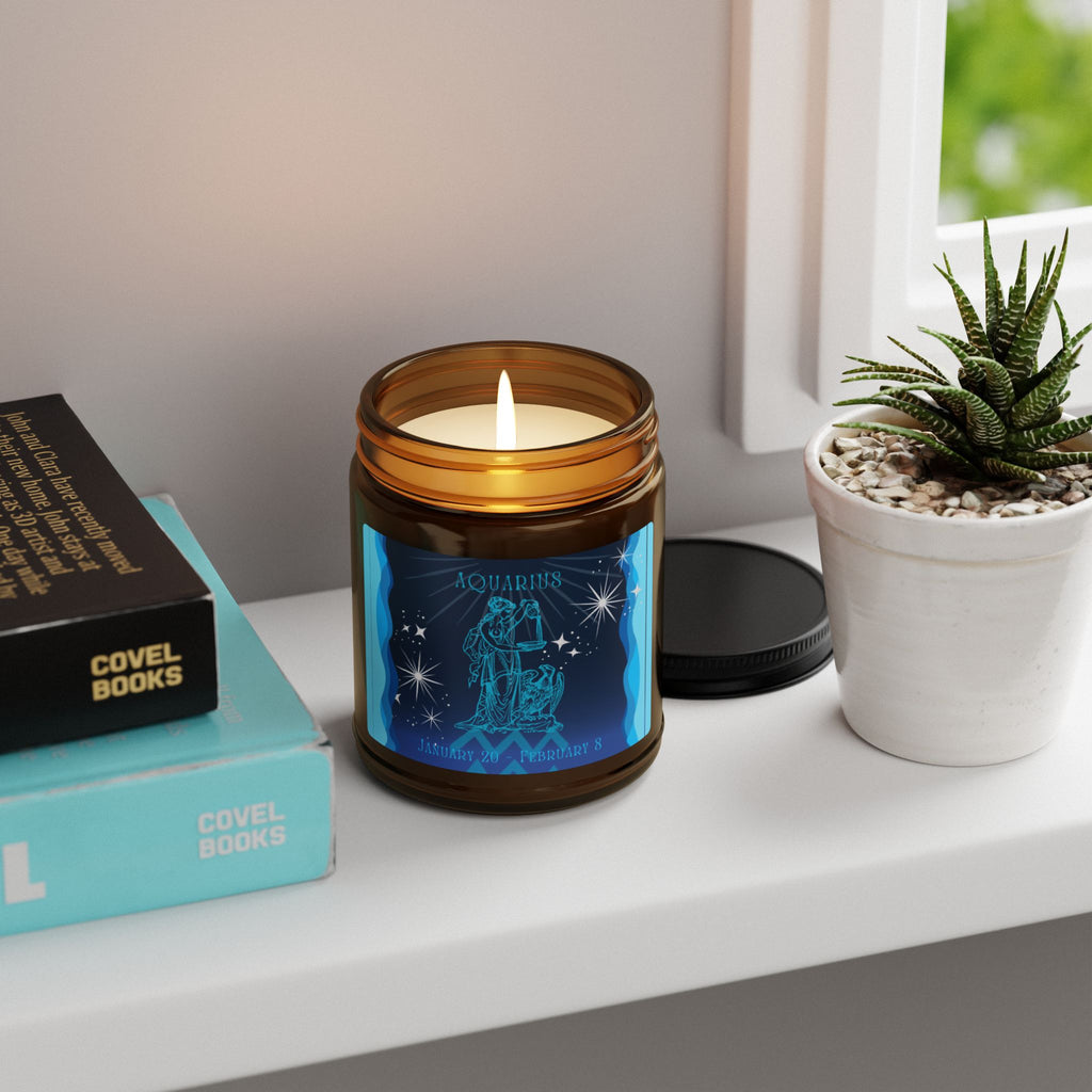 Aquarius Soy Candle — Amber Jar Zodiac Scented Candle