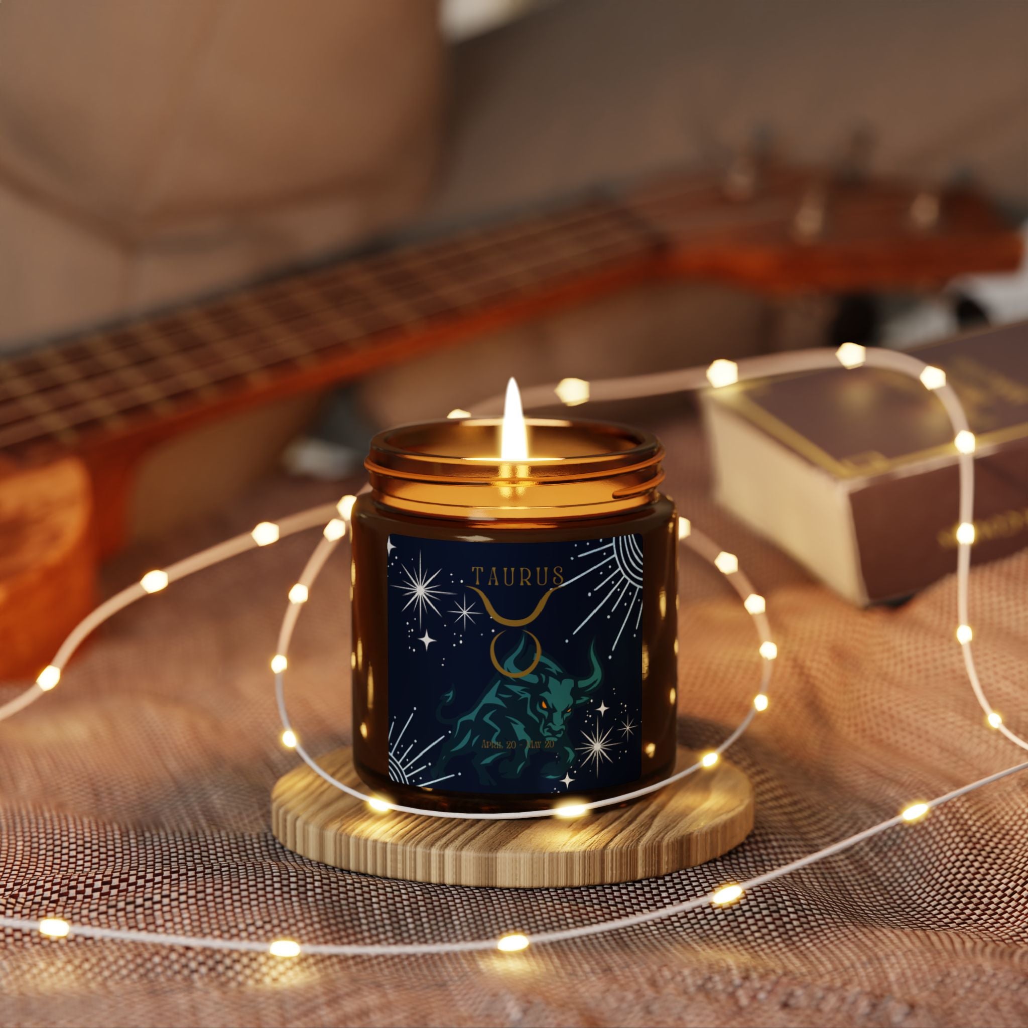 Taurus Scented Soy Candle — Amber Jar Zodiac Candle