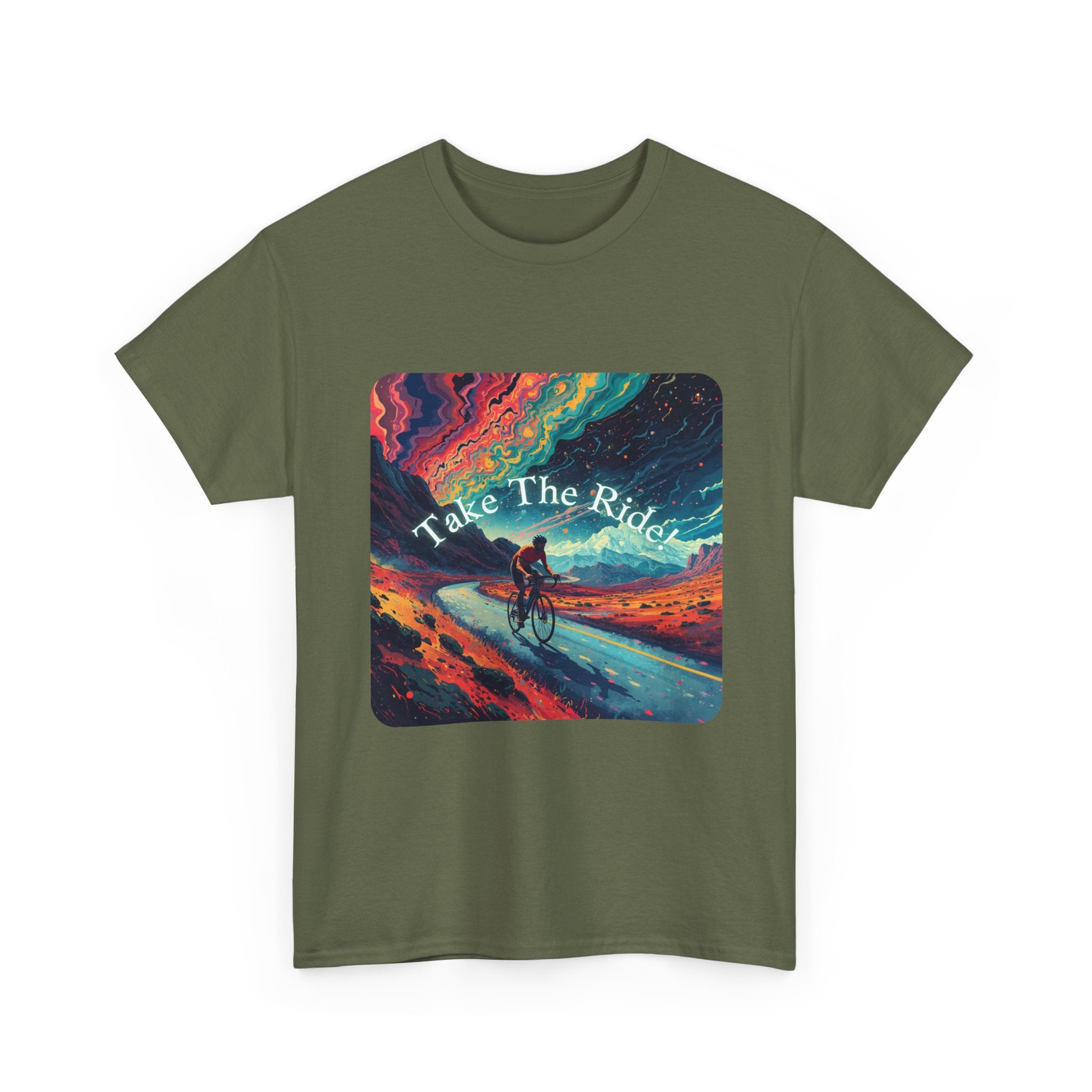 Take The Ride bicycle sunset design Tee | cycling shirt, adventure graphic