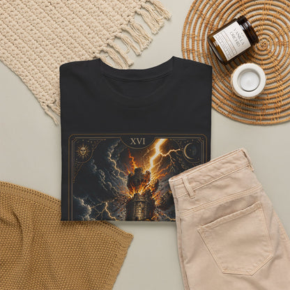 Tarot The Tower T-Shirt — Gothic Lightning Tarot Card Tee