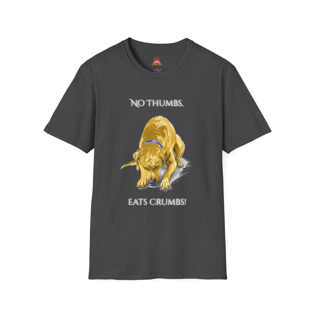 No Thumbs Eats Crumbs dog illustration T-Shirt | funny Labrador design