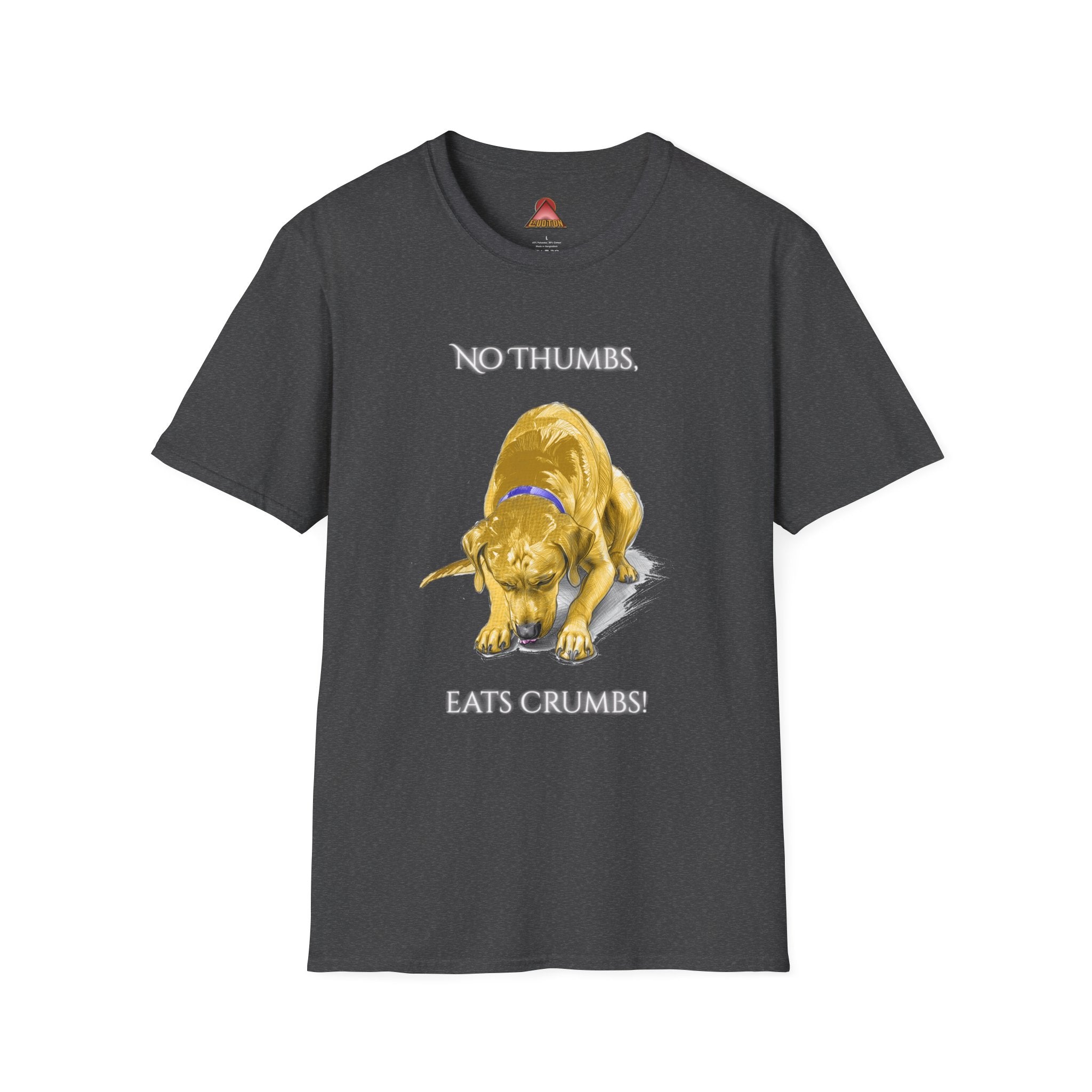 No Thumbs Eats Crumbs dog illustration T-Shirt | funny Labrador design