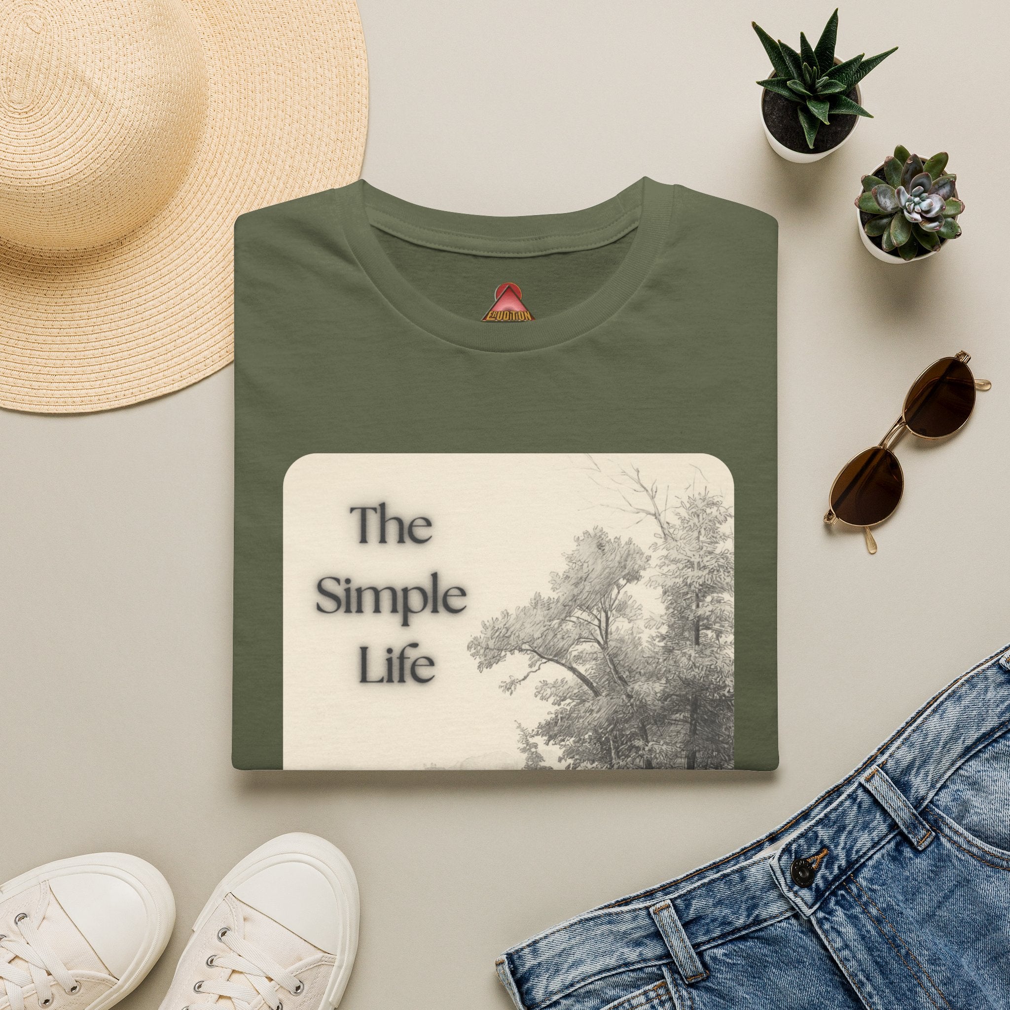 The Simple Life T-Shirt | Vintage Lake Fishing Scene, Retro Nature Illustration