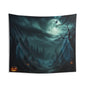 Ghostly Night Wall Tapestry — Spooky Halloween Moonlit Forest Scene