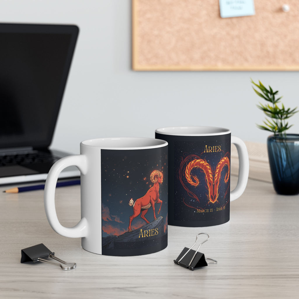 Aries Zodiac Mug — Aries Constellation Ceramic Coffee Cup (11oz, 15oz)