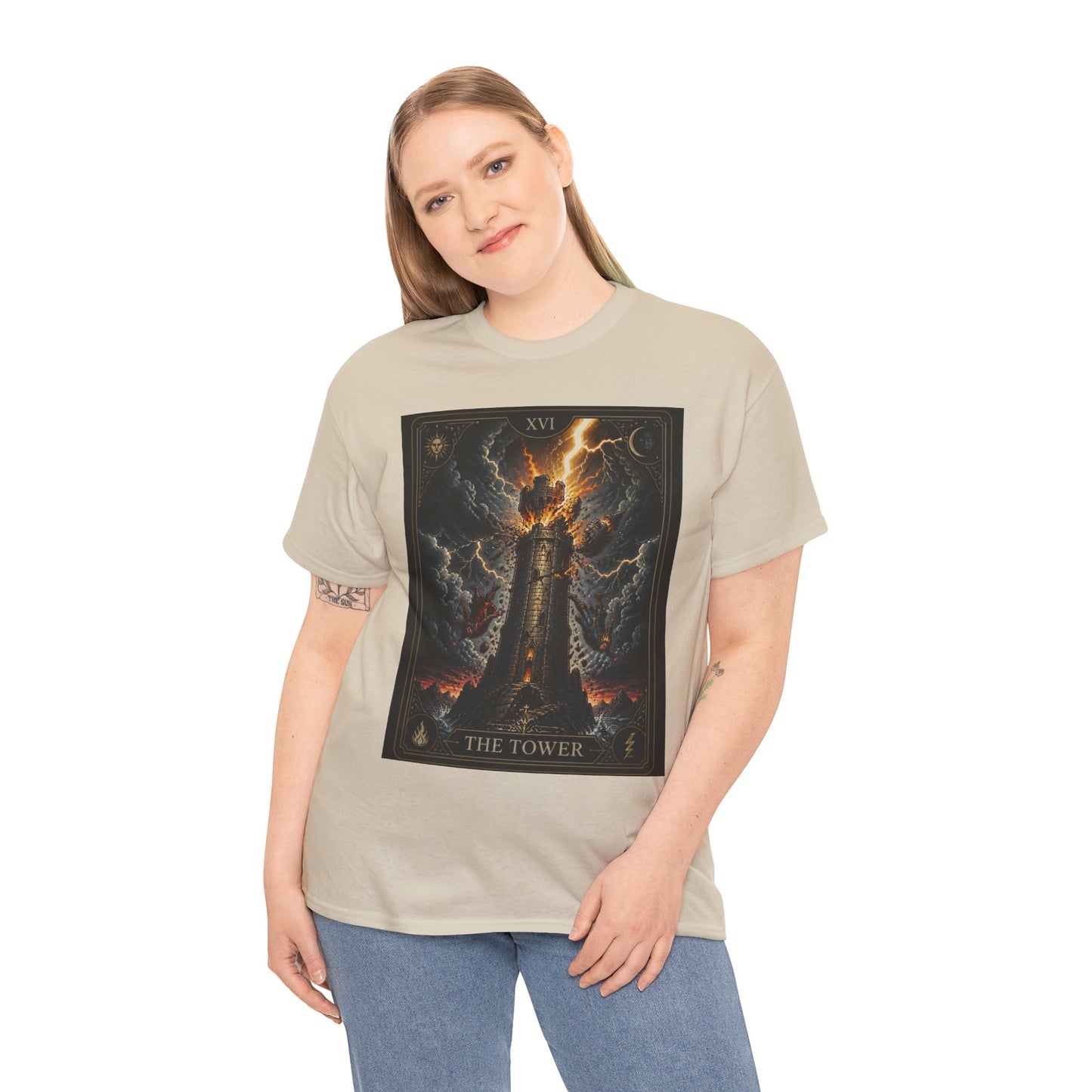 Tarot The Tower T-Shirt — Gothic Lightning Tarot Card Tee
