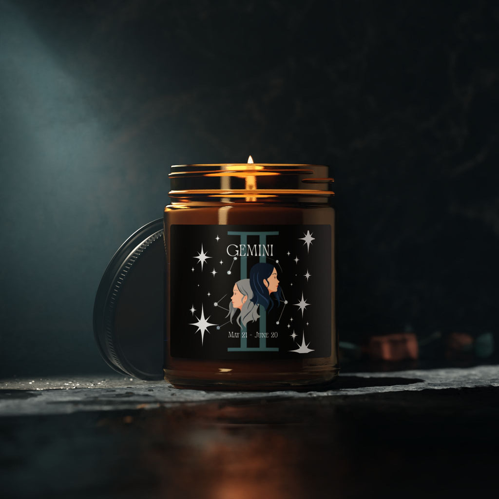 Gemini Zodiac Soy Candle — Amber Jar Scented Candle (Multi-Size)
